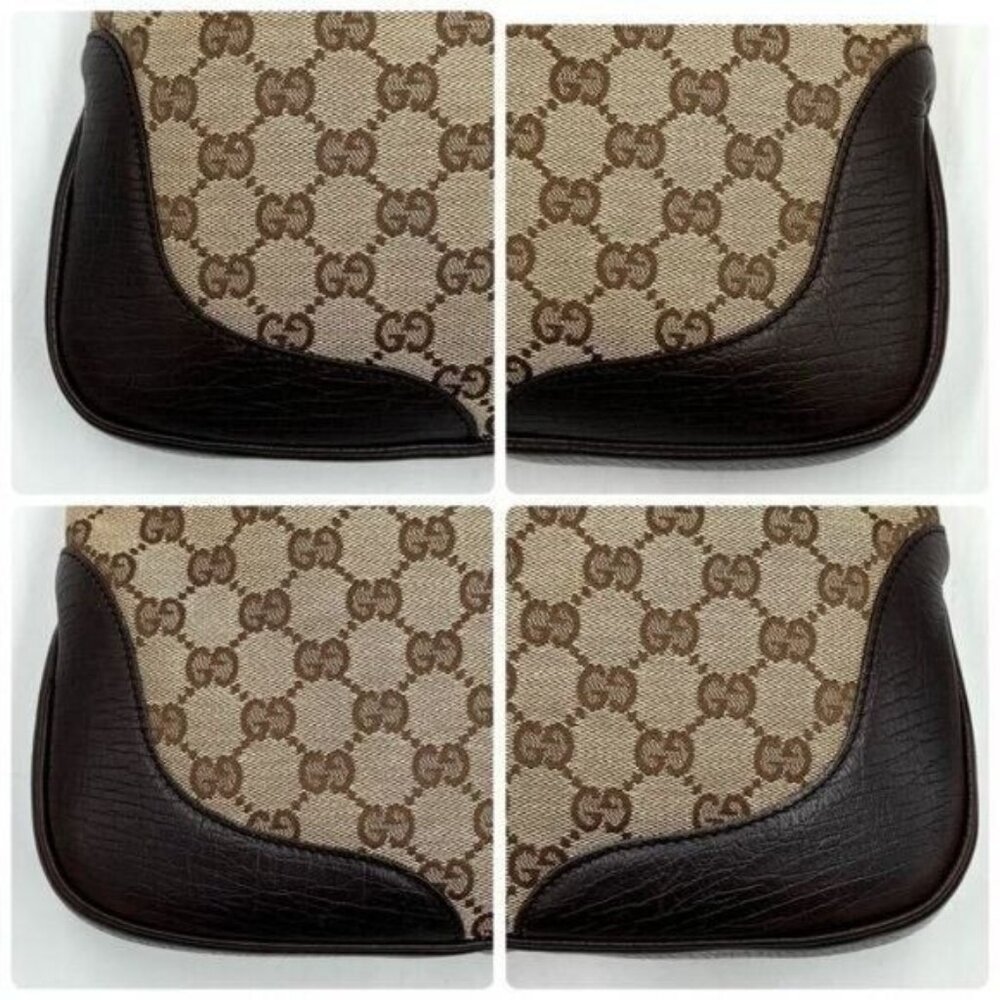 Authentic GUCCI GG Jackie Sherry Web Canvas Handbag Shoulder Bag Charm Ophidia - Picture 12 of 13